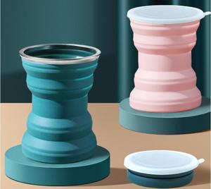 Tasse pliable en silicone portable, mini-tasse télescopique avec couvercle, pour voyager, se laver la bouche, boire de l'eau, petite tasse à café - Product Image 2