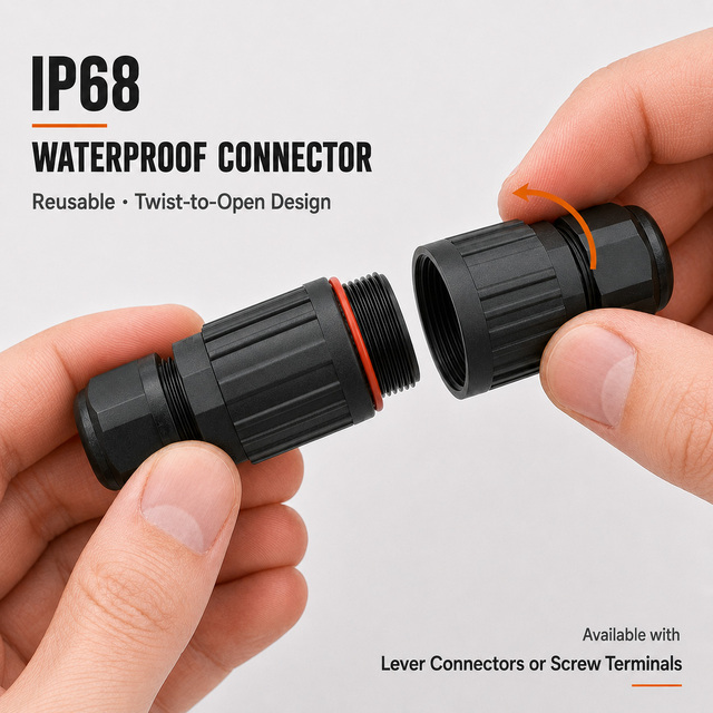 Reopenable Waterproof Junction Box IP68 Connector 32A 2 3 5 Pin Lever Screw Terminal for Outdoor LED Light