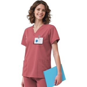 Women's V-Neck Scrub Top 4 Pocket Premium Stretch Medical Uniform Hospital Workwear - Product Image 1