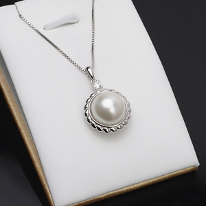 S925 Silver DIY Female Necklace Semi-Finished Jewelry Accessory with Base Concealer <b>Head</b>-<b>Covering</b> Pendant and Pearl Pendant - Product Image 4