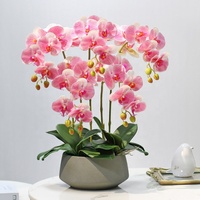 Bunga Hias Plastik Bunga Phalaenopsis Buatan 43Cm dengan Pot Anggrek Putih Bunga Hias Buatan