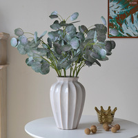 Real Touch Latex Eucalyptus Décoratif Plantes Artificielles Verdure Mariage Argent Feuilles Branches Tiges pour Noël Thanksgiving