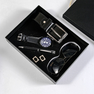 Business <b>Gift</b> Set Watch Belt Sunglasses Pen Cufflinks Leather Exquisite Father's Day <b>Gifts</b> - Product Image 3