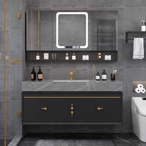 Modern Lacquer MDF Bathroom Vanity Unit with Smart <b>Mirror</b> Cabinet <b>Wall</b>-Mounted Ceramic Basin Water Resistant Hospital Use - Product Image 5