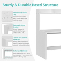 Bureau d'ordinateur moderne en bois blanc avec huche et 3 tiroirs pour chambre et bureau à domicile, certifié BSCI