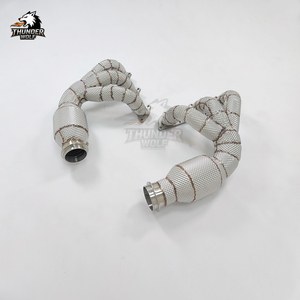 Système d'échappement <span class=keywords><strong>Hetu</strong></span> à livraison rapide avec collecteur d'admission droit, bouclier thermique et résonateur pour 911 991 991.1/991.2 GT3/GT3 RS - Product Image 1