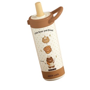Bouteille d'eau isotherme portable en acier inoxydable de 650 ml pour enfants, avec poignée et couvercle à paille, motif dessin animé mignon - Product Image 2