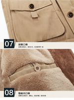 Veste pour homme M-7XL Veste en peluche et épaisse de longueur moyenne Grande veste Parker multi-poches