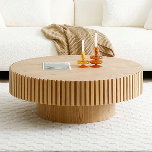 Mesa de té redonda de madera maciza para apartamento pequeño moderno de mediados de siglo, mesa de té de chapa de nogal para sala de estar Retro LD526 - Product Image 3