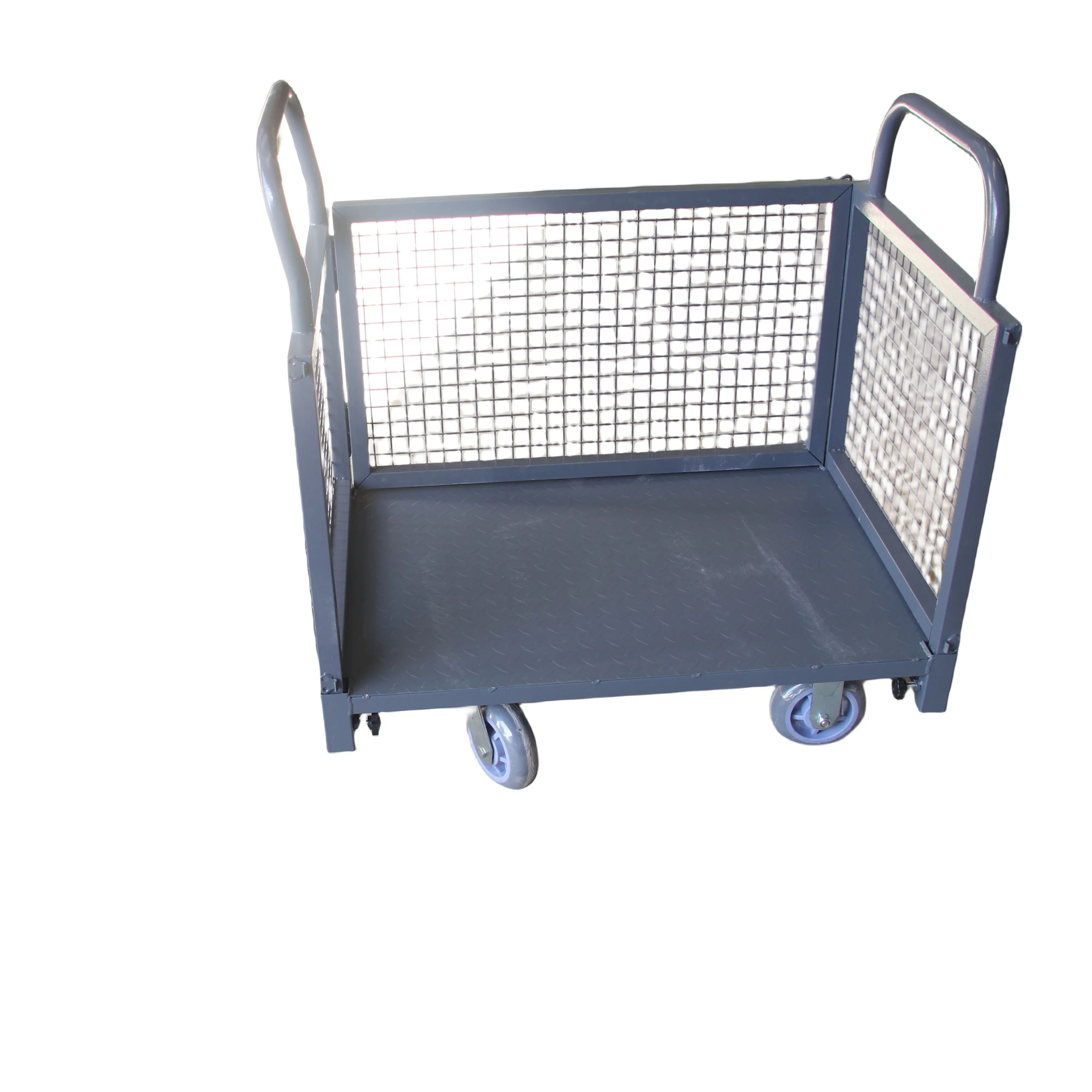 Grid Trolley Multilayer Picking Cart Utility Vehicle Rubber Wheel Grey Plastic Industrial Blue Mobile Tool Trolley