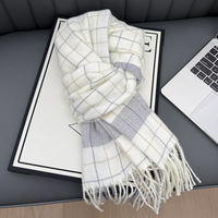 Nouveau Foulard Carré en Soie à Carreaux Style Coréen 2025 – Cache-Cou Chaud pour Femme, Accessoire Automne Hiver pour Étudiants et Couples, Homme