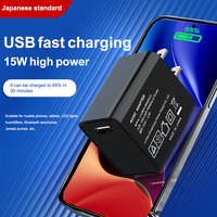 Cargador USB de montaje en pared de 15W, adaptador de fuente de alimentación de 5V, 3A, enchufe JP, aprobado por PSE para luces LED, tabletas, cámaras eléctricas de 5V, 3A