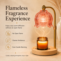 Lampe fondeuse à cire de cristal de style américain Minuterie réglable en hauteur Diffuseur de parfum sans flamme Lampe chauffe-bougies RVB