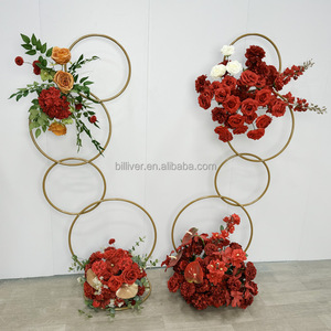 Arche personnalisée de 5 pieds <span class=keywords><strong>cercle</strong></span> de fer rond cerceau toile de fond support cadre de fleur support arc de ballon pour la décoration de pièce maîtresse de mariage - Product Image 2