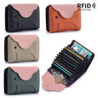 Dompet Koin Portabel Organizer ID Multifungsi Kulit Sapi Asli Lapisan Pertama Gaya Korea Lucu dengan Banyak Slot Kartu