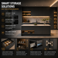Armoires de cuisine de luxe en bois grainé, armoires de cuisine avec éclairage LED intégré, placards de cuisine avec fourniture prête à assembler