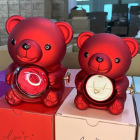 Cadeaux pour la fête des mères, boîte à bijoux en forme d'ours rose mignon, boîte à bijoux rotative de luxe en forme d'ours