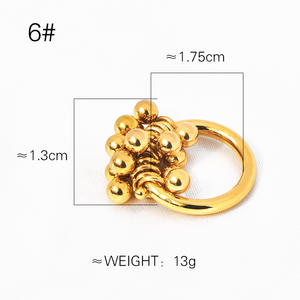 Bague classique pour femme en acier inoxydable, plaquée or, avec petit motif <span class=keywords><strong>de</strong></span> <span class=keywords><strong>grappe</strong></span> <span class=keywords><strong>de</strong></span> <span class=keywords><strong>raisin</strong></span> perlé, pour anniversaire - Product Image 4