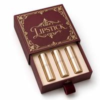 Boîte à tiroir de luxe avec ruban de tirage pour rouge à lèvres, boîtes rigides en papier doré bordeaux, emballage cosmétique, service de vente en gros