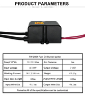 Générateur d'Allumage Haute Tension TIANWANG 12KV Adaptateur pour Chaudière à Huile Usagée Transformateur d'Allumage Encapsulé à l'Époxy pour l'Industrie