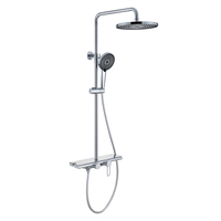 Grifo Mezclador Termostático Moderno de Lujo con Acabado Cromado Pulido, Monomando, con Barra Deslizante para Duchas de Lluvia en Baños de Hotel