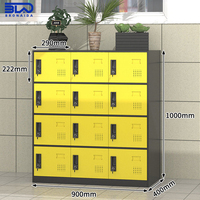 Armoire casier métallique 12 portes, structure démontable, rangement de bureau peu encombrant pour vêtements de travail et effets personnels du personnel