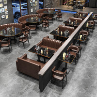 Ensemble de table et chaises vintage en PU pour salon de thé, restaurant occidental, café, bar à desserts, bar à saké, mobilier commercial pour 4 personnes