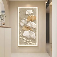Peinture décorative d'entrée Nine Fish, art mural abstrait de luxe moderne avec éclairage LED pour salon, couloir et allée