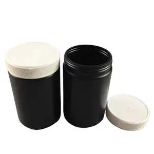 250ml blanc/noir large bouche pot de poudre en plastique PE protéine poudre supplément bouteille