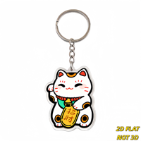 Porte-clés Chat Porte-Bonheur Blanc Maneki-Neko avec Patte Relevée et Pièce de Monnaie, Breloque en Acrylique Découpée pour Clés ou Sac, Symbole de Bonne Fortune