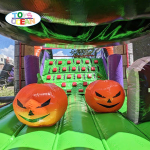 Tùy chỉnh thương mại ngoài trời Halloween khóa học vượt chướng ngại vật bí ngô ngôi nhà ma ám trượt trẻ em làm vật liệu PVC bền - Product Image 2