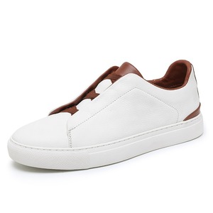 Zapatos de primavera para hombre, zapatillas blancas de lona, zapatos de cuero genuino de primera calidad, zapatos de hombre modernos, a la moda, versátiles. - Product Image 1