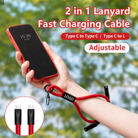 Cable de Carga Rápida y Transferencia de Datos USB-C a USB-C 2 en 1 de 60W/100W YJ FASHION con Cordón de Mano para Regalos Empresariales con LOGO Personalizado