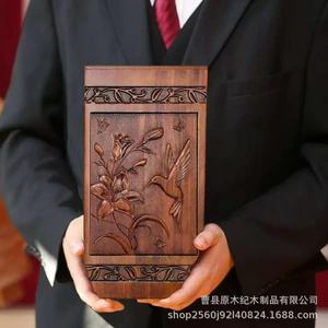 Wooden Pet <b>Urn</b> Solid Wood Square 5.78x5.78x11.02 Inch Secure Closure For Dog <b>Cat</b> Memorial Burial Cremation Box - Product Image 4