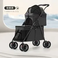 Chariot pliable à 2 niveaux pour animaux de compagnie, poussette de voyage portable pour chiots et chatons, vente en gros