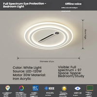 Ventilateur de plafond LED à spectre complet moderne, lampe en acrylique, protection des yeux, moteur CC, design sans pales, télécommande, salon