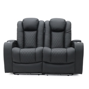 Canapé <span class=keywords><strong>inclinable</strong></span> électrique en cuir Geeksofa moderne 6 places pour home cinéma, ensemble 3 2 1 avec table rabattable et appui-tête électrique - Product Image 3