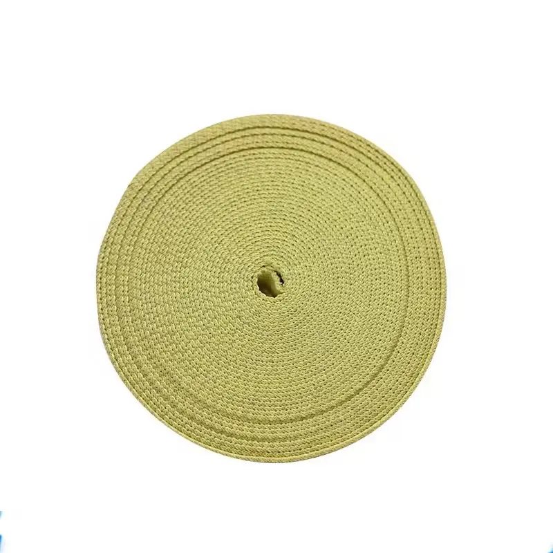 High strength Cut resistant aramid fiber webbing fireproof aramid tape yellow 38MM Fireproof Cinta de aramida Para Aramid belt