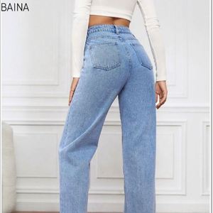 Vente en gros - Meilleures ventes : Jean pour femme décontracté, extensible, en denim délavé, coupe droite, taille haute, tendance - Product Image 3