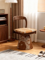 Chaise de salle à manger pivotante en tissu floral vintage, dossier en bois massif, chaise de loisirs rotative pour la maison, le restaurant, la cuisine