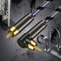 Câble audio RCA blindé double 2 m, connecteurs plaqués or à angle droit de 90 degrés, mâle-mâle, pour haut-parleurs coaxiaux de voiture et caisson de basses