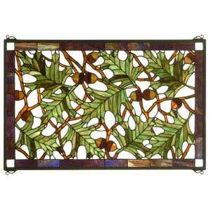 24''*16''Rectangle Flora Pattern Copper <strong>Foil</strong> Tiffany Art Stained Glass <strong>Window</strong> Panel for <strong>Window</strong> or Wall With Chain - Product Image 2