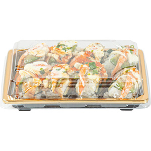 Contenedores Rectangulares Apilables de 8.5 Pulgadas para Comida para Llevar, de PET Reciclado de Grado Alimenticio, Antivaho, Transparentes, para Sushi y Pan, Personalizables - Product Image 3