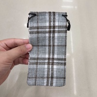 Sac en tissu à grande grille en lin, pochette pour lunettes de soleil, sac à cordon pour lunettes