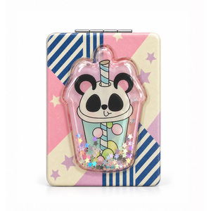 Espejo Compacto Personalizado con Logotipo Boba Panda, Espejo de Bolsillo Mini de Doble Cara con Cristal HD de 62x85mm, Venta al por Mayor - Product Image 2