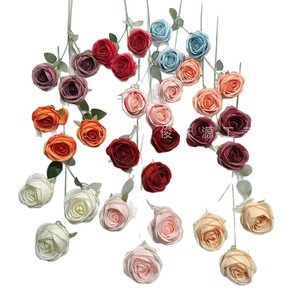 Rose artificielle Junheyuan à branche unique, couleur bonbon, pour décoration de mariage et de la maison, arrangement floral - Product Image 5