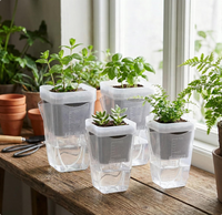 Pot Pembibitan Self Watering Baru 2.6 inci dengan Lubang Drainase, Plastik Transparan Ramah Lingkungan, Pot Tanaman Mini untuk Bibit Bunga