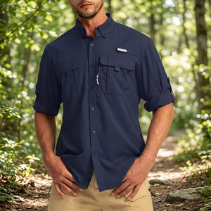 Custom Logo Printed Sun Protection Anti UV UPF 50 Quick Dry Spandex/Nylon Long Sleeve Button-Up Anti-Bacterial Fishing Shirt for - Product Image 3