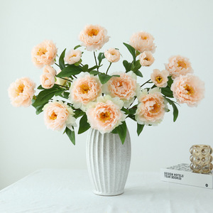 Flores Artificiales de Peonía de Seda, Color Rosa Champán, Rosa Claro, Blanco, Decoración para Bodas y Hogar, Resistentes al Agua, Accesorios para Fotografía en Exteriores - Product Image 4