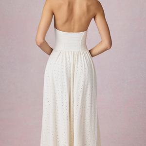 Vestido Midi de Verano Ecológico y Transpirable para Mujer, Elegante, con Cuello Halter, Color Sólido, Casual, con Parches, Vestido Largo para Otoño - Product Image 4